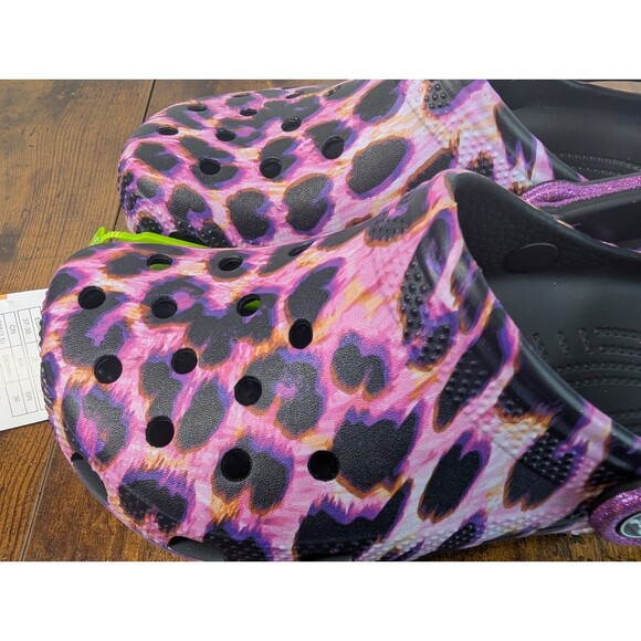 Crocs  Classic Purple Animal Print Clogs Size j5 - Picture 3 of 10